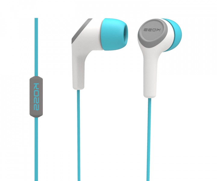 Навушники KOSS KEB15i White / Turquoise, Mini jack (3.5 мм), вакуумні, мікрофон на дроті, кабель 1.2